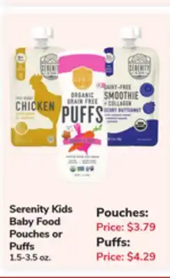 ACME Serenity Kids Baby Food Pouches or Puffs offer