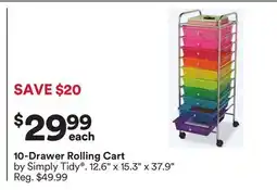 Michaels 10-Drawer rolling Cart by Simply Tidy offer