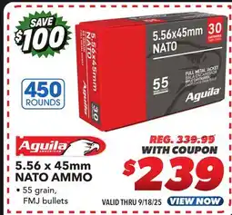 Big 5 Aguila 5.56 x 45mm NATO 55GR 450 Round offer