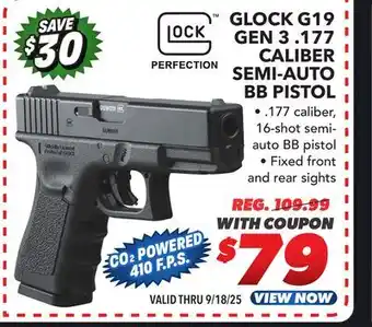 Big 5 Umarex Glock G19 Gen 3 .177 Caliber Semi-Auto BB Pistol offer