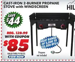 Big 5 Hilltop Gear Cast-Iron 2-Burner Stove with Windscreen offer