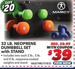 Big 5 Marcy 32 lb. Neoprene Dumbbell Set with Stand offer