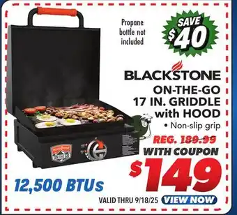 Big 5 Blackstone On The Go 17 Griddle with Hood offer