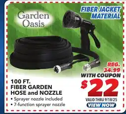 Big 5 Garden Oasis 100' Fiber Garden Hose and Nozzle offer