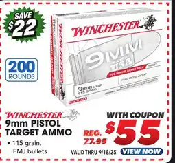 Big 5 Winchester 9mm 200-Round Pistol Target Ammunition offer