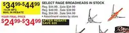 Dunham's Sports SELECT RAGE BROADHEADS IN STOCK offer