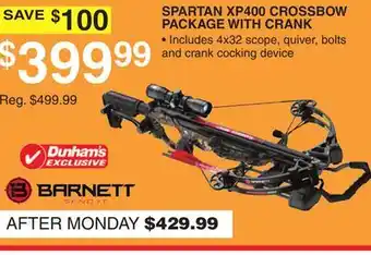 Dunham's Sports BARNETT SPARTAN XP400 CROSSBOW PACKAGE WITH CRANK offer