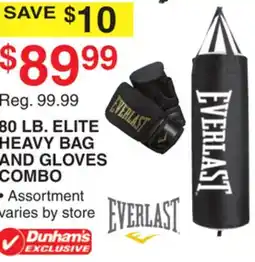 Dunham's Sports 80 LB. ELITE HEAVY BAG AND GLOVES COMBO offer
