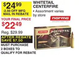 Dunham's Sports NORMA WHITETAIL CENTERFIRE offer