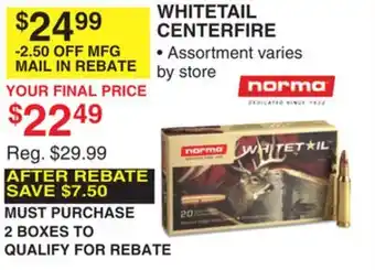 Dunham's Sports NORMA WHITETAIL CENTERFIRE offer