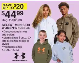 Dunham's Sports UNDER ARMOUR SELECT MEN'S OR WOMEN'S FLEECE offer