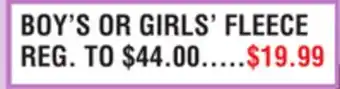 Dunham's Sports BOY'S OR GIRLS' FLEECE offer