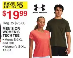 Dunham's Sports UNDER ARMOUR MEN'S OR WOMEN'S TECH TEE offer