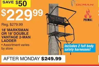 Dunham's Sports 18' MARKSMAN OR 18' DOUBLE VANTAGE 2-MAN LADDER offer