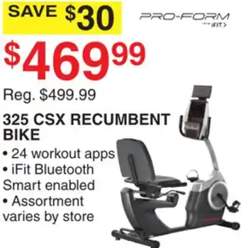 Dunham's Sports 325 CSX RECUMBENT BIKE offer