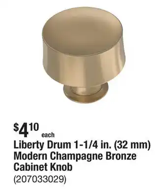 The Home Depot Liberty Drum 1-1/4 in. (32 mm) Modern Champagne Bronze Cabinet Knob offer