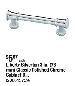 The Home Depot Liberty Silverton 3 in. (76 mm) Classic Polished Chrome Cabinet Drawer Bar Pull offer