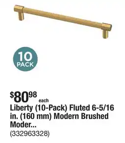 The Home Depot Liberty (10-Pack) Fluted 6-5/16 in. (160 mm) Modern Brushed Modern Gold Cabinet Handle Drawer Pulls offer