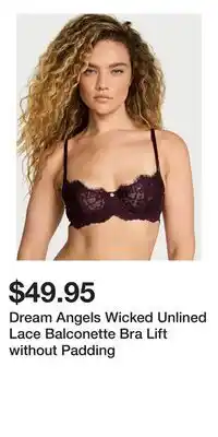 Victoria's Secret Dream Angels Wicked Unlined Lace Balconette Bra Lift without Padding offer