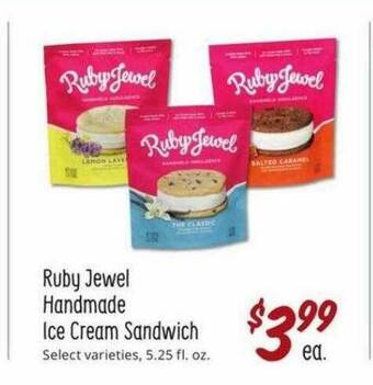 Sprouts Farmers Market Ruby Jewel Handmade Ice Cream Sandwich offer