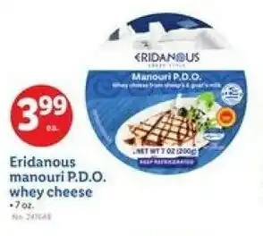 Lidl Eridanous manouri P.D.O. whey cheese offer