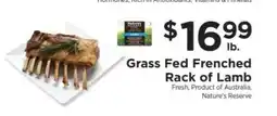 ShopRite Grass Fed Frenched Rack of Lamb offer