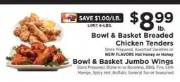 ShopRite Bowl & Basket Breaded Chicken Tenders / Bowl & Basket Jumbo Wings offer