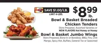 ShopRite Bowl & Basket Breaded Chicken Tenders / Bowl & Basket Jumbo Wings offer