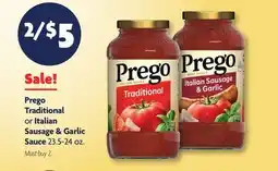 Family Dollar Prego Traditional or Italian Sausage & Garlic Sauce offer