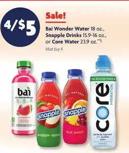 Family Dollar Bai Wonder Water 18 oz., Snapple Drinks 15.9‑16 oz., or Core Water 23.9 oz.**§ offer