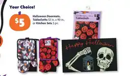 Family Dollar Halloween Doormats, Tablecloths 52 in. x 90 in., or Kitchen Sets 5 pc offer