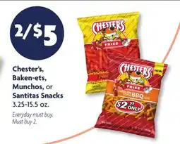 Family Dollar Chester's, Baken-ets, Munchos, or Santitas Snacks offer