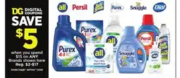 Dollar General ANY Brands shown here Snuggle and Purex Crystals offer