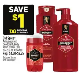 Dollar General Old Spice Antiperspirant Deodorant, Body Wash or Hair Care offer