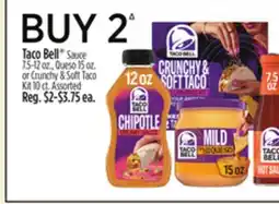 Dollar General Taco Bell Sauce 7.5-12 oz., Queso 15 oz. or Crunchy & Soft Taco Kit 10 ct offer