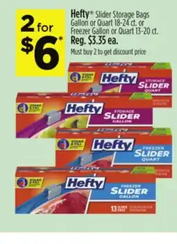 Dollar General Hefty Slider Storage Bags Gallon or Quart 18-24 ct. or Freezer Gallon or Quart 13-20 ct offer