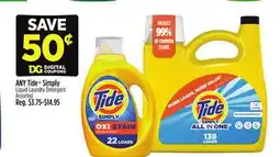 Dollar General ANY Tide Simply Liquid Laundry Detergent offer