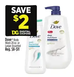 Dollar General Dove Body Wash 20 oz. or Larger offer
