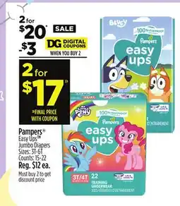 Dollar General Pampers Easy Ups Jumbo Diapers offer