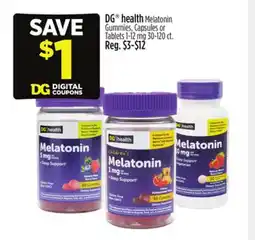 Dollar General DG health Melatonin Gummies, Capsules or Tablets offer
