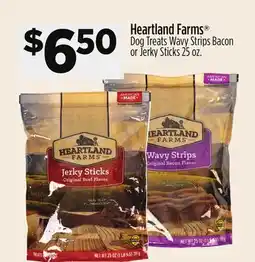Dollar General Heartland Farms Dog Treats Wavy Strips Bacon or Jerky Sticks offer