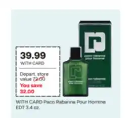 CVS Paco Rabanne Pour Homme EDT offer