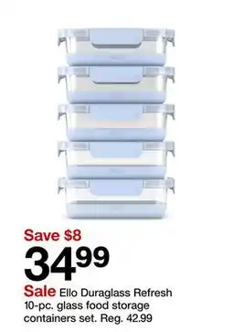 Target Ello Duraglass Refresh 10-pc. glass food storage containers set offer