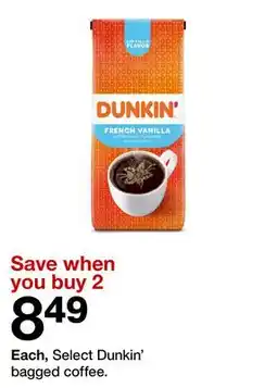 Target Select Dunkin' bagged coffee offer