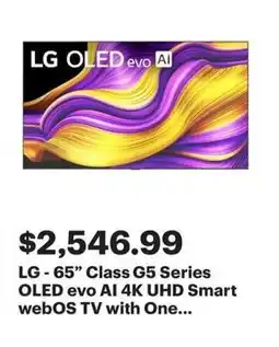 Best Buy LG-65" Class G5 Series OLED evo AI 4K UHD Smart webOS TV offer