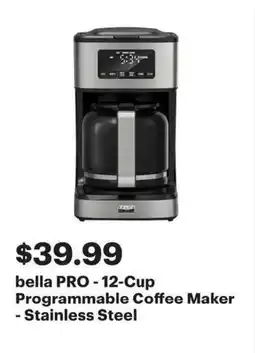Best Buy bella PRO - 12-Cup Programmable Coffee Maker - Stainless Steel offer