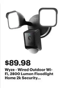 Best Buy Wyze - Wired Outdoor Wi- Fi, 2800 Lumen Floodlight Home 2k Security offer