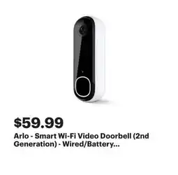 Best Buy Arlo - Smart Wi-Fi Video Doorbell (2nd Generation) - Wired/Battery offer