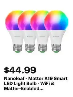 Best Buy Nanoleaf - Matter A19 Smart LED Light Bulb - WiFi & Matter-Enabled offer