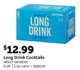 Fareway Long Drink Cocktails offer